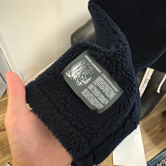 REESE COOPER Sherpa Fleece Cropped Jacket Navy Cream Size M - Picture 5 of 6